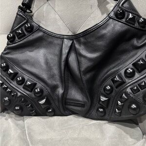 Burberry Black Studded Leather Shoulder Bag - Guaranteed Authentic!